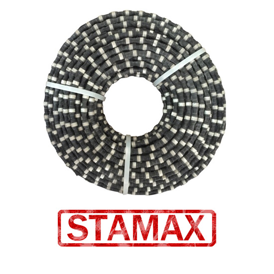 Rubber diamond wire saw for granite quarrying