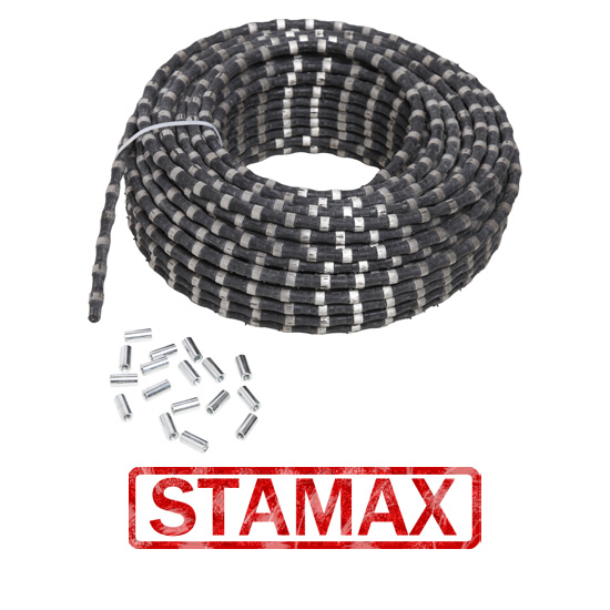 Rubber diamond wire saw for granite quarrying